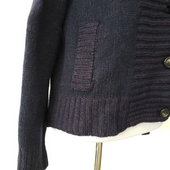 AG Adriano Goldschmied Chunky Knit Cardigan Limited Wool Italy Purple Women XS - Picture 6 of 10